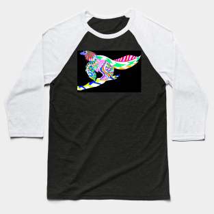 the fossil bird dinosaur ecopop in rainbow mandala pattern Baseball T-Shirt